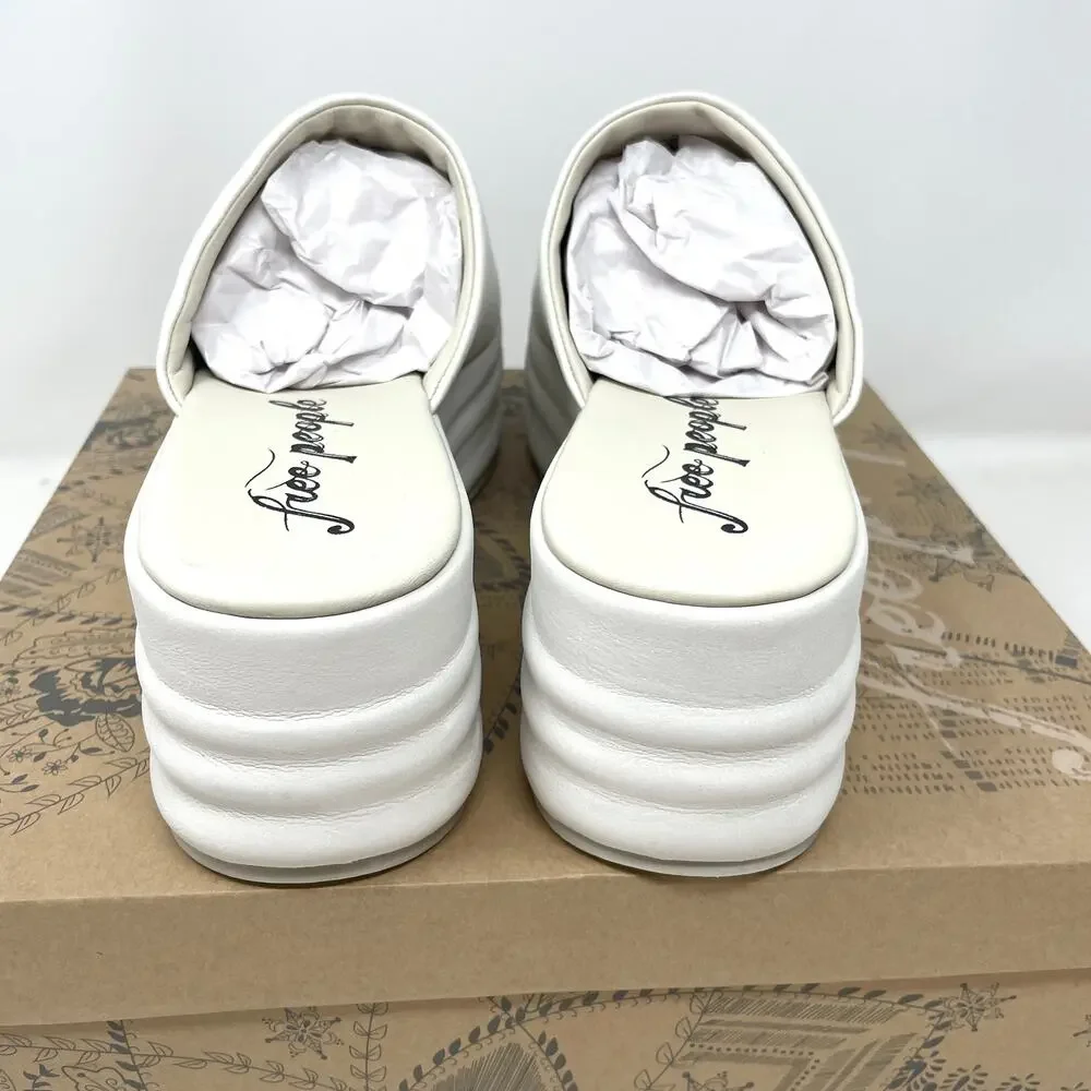 Free People Harbor Flatform Sandals In Optic White Size 9.5 New